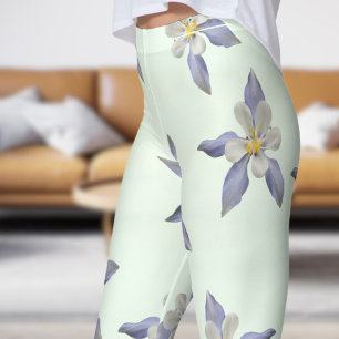 Delicate groene bloemblaadjes patroon leggings