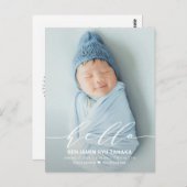 Delicate Hallo Modern Birth Announcement Briefkaar Briefkaart (Voorkant / Achterkant)
