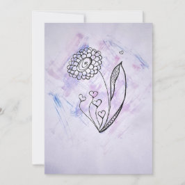 Delicate Hand-Drawn Flower with Hearts Feestdagenkaart