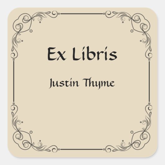 Delicate Hart Hoeken Boekplaat Vierkante Sticker (Voorkant)