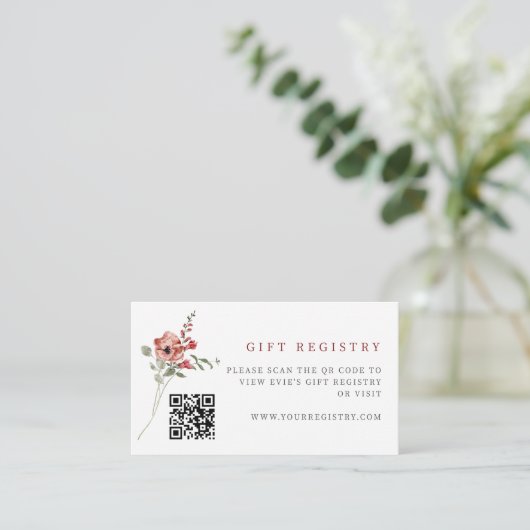 Delicate Herfst Bloemen QR Code Informatiekaartje (Staand voorkant)