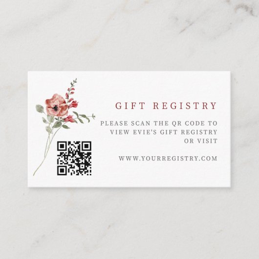 Delicate Herfst Bloemen QR Code Informatiekaartje (Voorkant)