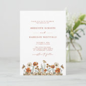 Delicate herfst Wildbloemen QR Code RSVP bruiloft Kaart (Staand voorkant)