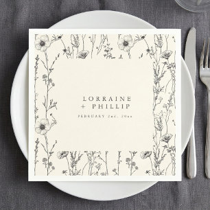 Delicate herfst wilde bloemen bruiloft servet