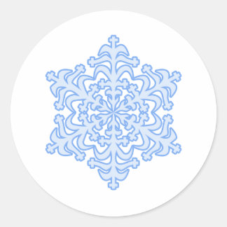 Delicate Ijsblauwe Winter Kerstsneeuwvlok Ronde Sticker