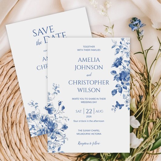 Délicate invitation de mariage élégante dans les c