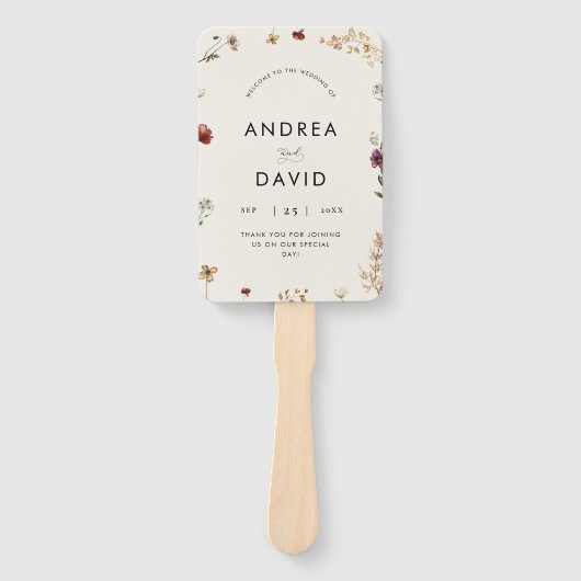 Delicate Ivory Wildflowers Script bruiloft program Handwaaier (Voorkant)