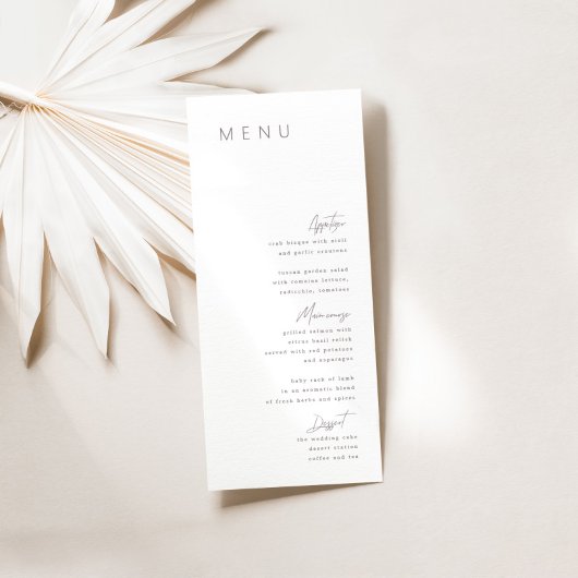 Delicate kalligrafie Modern Wedding Menu
