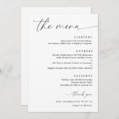 Delicate kalligrafie Moderne romantische bruiloft Menu (Voorkant / Achterkant)