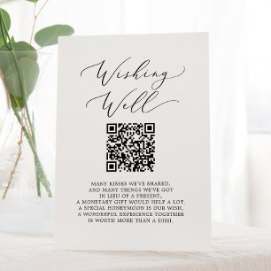 Delicate kalligrafie QR-code bruiloft goed wensen Reclamebord Met Voetstuk