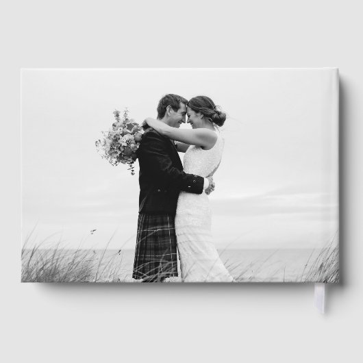 Delicate kalligrafie Zwart-wit bruiloft Gastenboek (Achterkant)