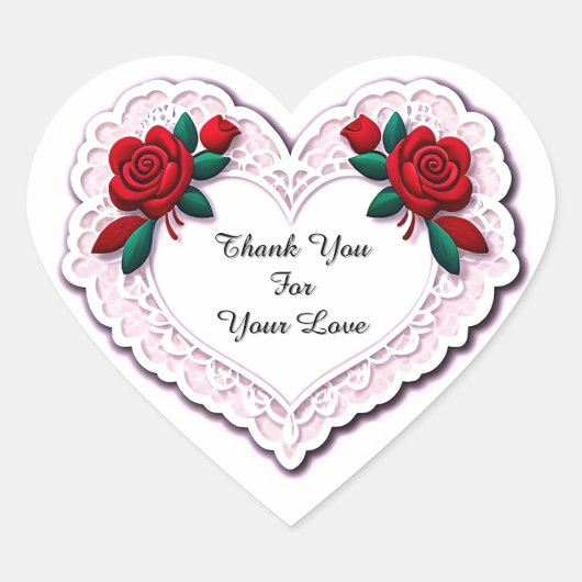 Delicate Kanten Hartkaart Hart Sticker (Voorkant)