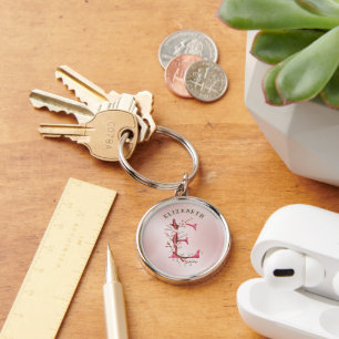 delicate kersenbloesem monogram "E" Sleutelhanger