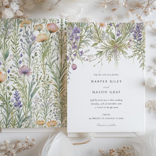 Delicate kruiden tuin bruiloft kaart