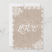 Delicate Lace Burlap Rustieke Country Wedding Kaart (Achterkant)