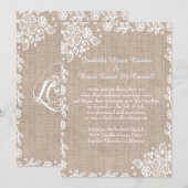 Delicate Lace Burlap Rustieke Country Wedding Kaart (Voorkant / Achterkant)