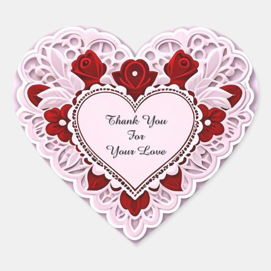 Delicate Lace Heart Card Hart Sticker (Voorkant)