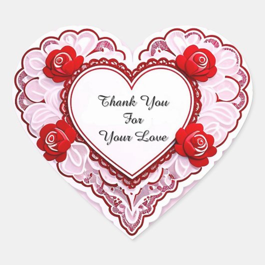 Delicate Lace Heart Card Hart Sticker (Voorkant)