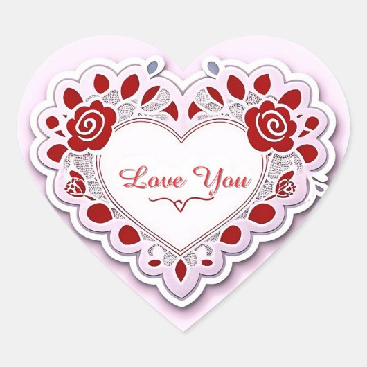 Delicate Lace Heart Card Hart Sticker (Voorkant)