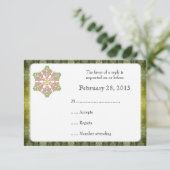 Delicate Lace Snowflake Winter Wedding Reply Kaart (Staand voorkant)