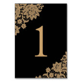 Delicate Lace Zwart en Gouden Script Bruiloft Kaart (Achterkant)