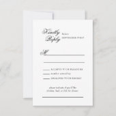 Delicate Lace Zwart en Gouden Script Bruiloft RSVP Kaartje (Voorkant)
