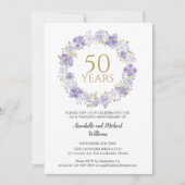 Delicate Lavendel Floral Garland 50e bruiloft Kaart (Voorkant)