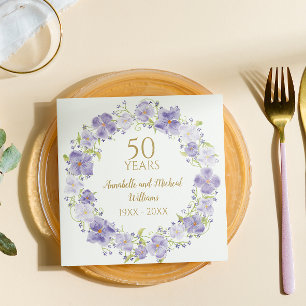 Delicate Lavendel Floral Garland 50e bruiloft Servet
