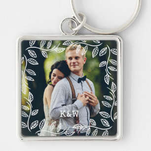 Delicate Leaves Lijst Monogramed Photo Sleutelhanger