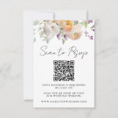 Delicate lente bloemenbruiloft QR code RSVP Kaartje (Voorkant)