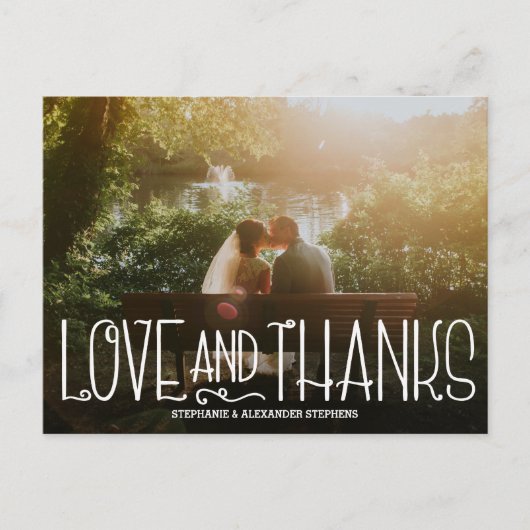 Delicate Liefde en Bedankt Bruiloft Dank u Kaart (Voorkant)