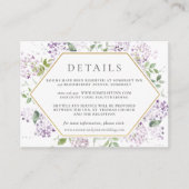 Delicate Lila bloemengroen bruiloft details Informatiekaartje (Voorkant)