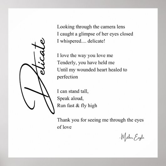 Delicate Love Poetry Wall Art Poster Decor (Voorkant)