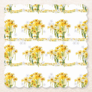 delicate madeliefjes! gegolfde rand kartonnen onderzetters