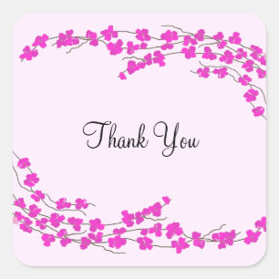 Delicate Magenta Bloesems Dank Je Vierkante Sticker