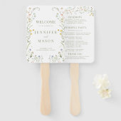 Delicate Meadow Wildflower Wreath Wedding Program Handwaaier (Voorkant en achterkant)