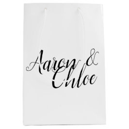 Delicate minimalistische kalligrafie bruiloft medium cadeauzakje