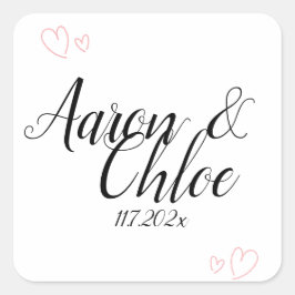Delicate minimalistische uitnodiging voor weddensc vierkante sticker