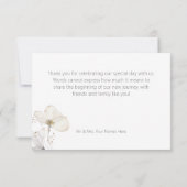 Delicate Modern White Grey & Gold Floral Wedding Bedankkaart (Achterkant)