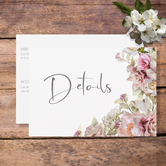 Delicate Moderne Roze Blosemtint Roos Lelie Groene Informatiekaartje