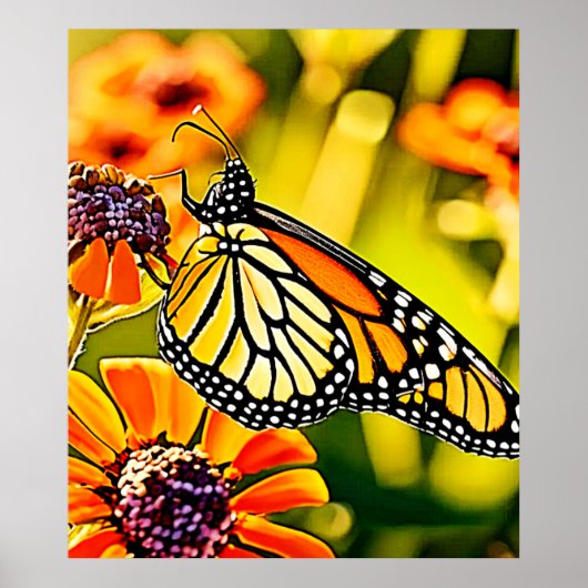 Delicate Monarch Butterfly Bloom Design Poster (Voorkant)