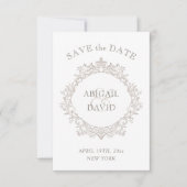 Delicate Neutral Crest Wedding Save The Date (Devant)