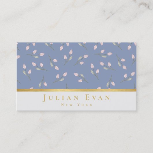 Delicate or Floral Dusty Carte de visite bleu (Devant)