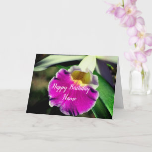Delicate Orchid Flower Personalized Birthday Kaart