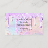 Delicate paarse glitter druppels ontwerp visitekaartje (Achterkant)
