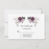 Delicate Paarse Roze Pioen Bloemen Gouden Trouwdag RSVP Kaartje (Achterkant)