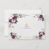 Delicate Paarse Roze Pioen Bloemen Heilige Communi Bedankkaart (Achterkant)