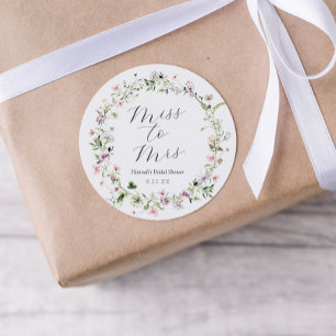 Delicate Paarse Wilde Bloem Bruiloftsshower Ronde Sticker