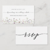 Delicate Paarse Wildflower Wedding RSVP Online Enc Informatiekaartje (Voorkant / Achterkant)