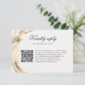 Delicate pampas gras online RSVP QR Code Kaartje (Staand voorkant)